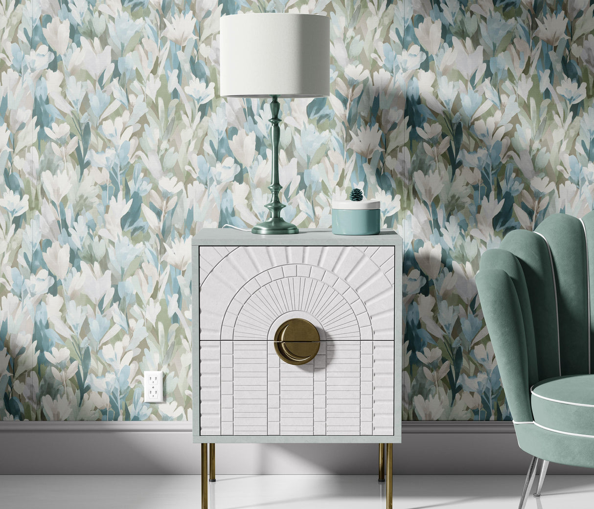 Veer Decor Sylvan Blooms Green Wallpaper