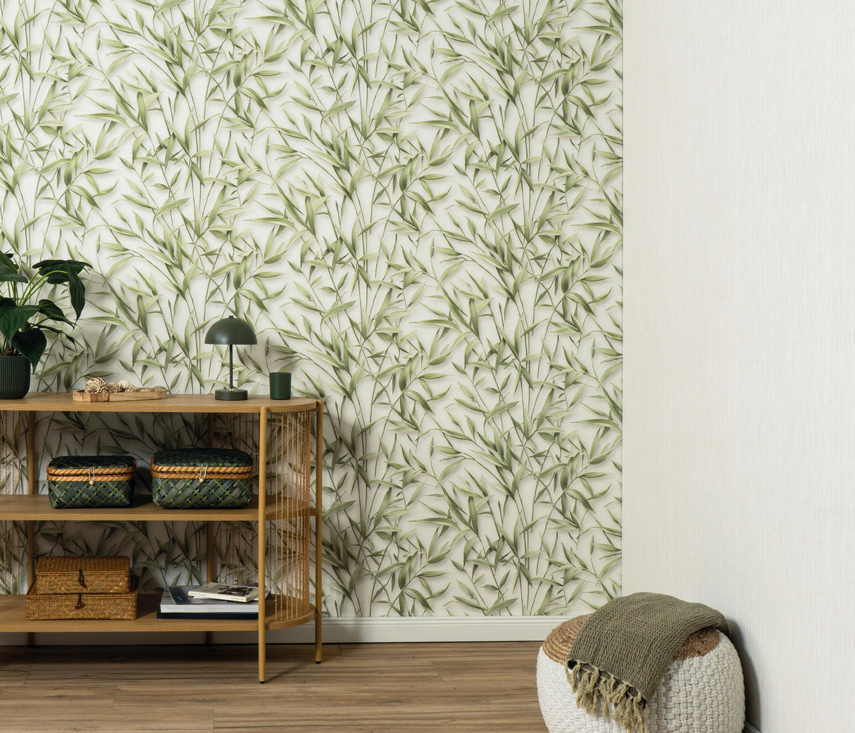 Veer Decor Sylvan Bamboo Fronds Green Wallpaper