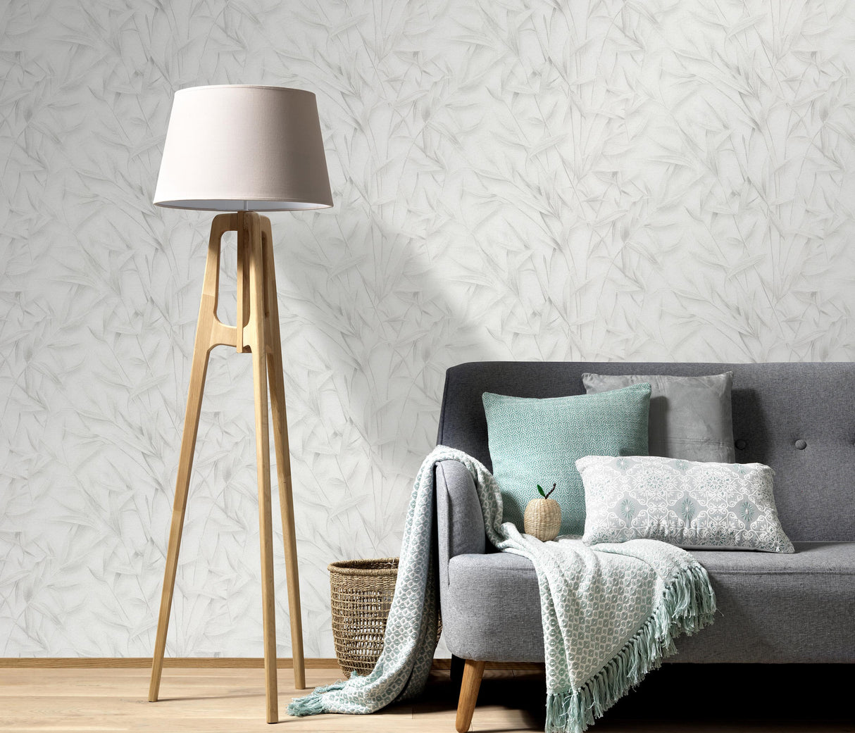 Veer Decor Sylvan Bamboo Fronds Light Grey Wallpaper