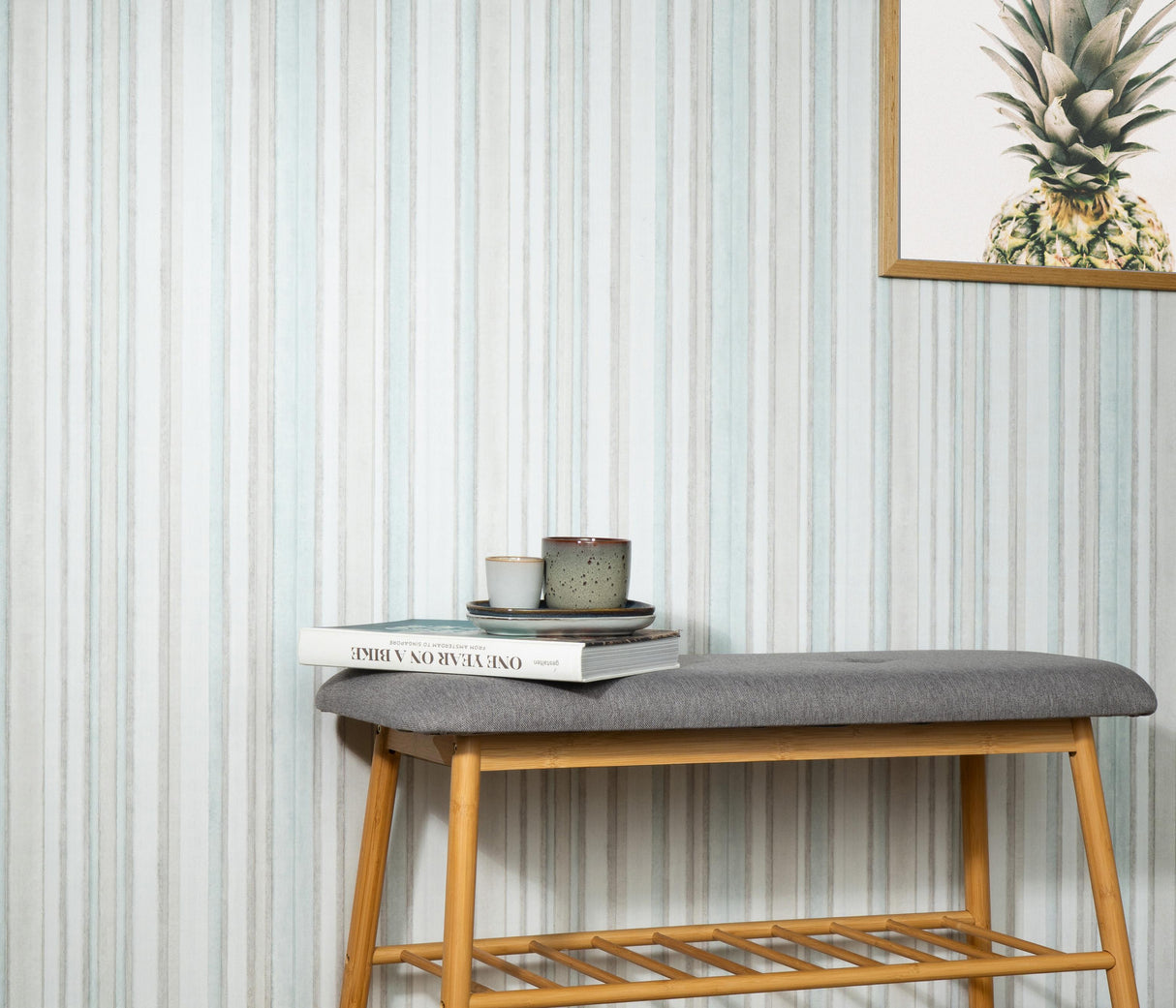 Veer Decor Soft Watercolor Stripe Petroleum Wallpaper