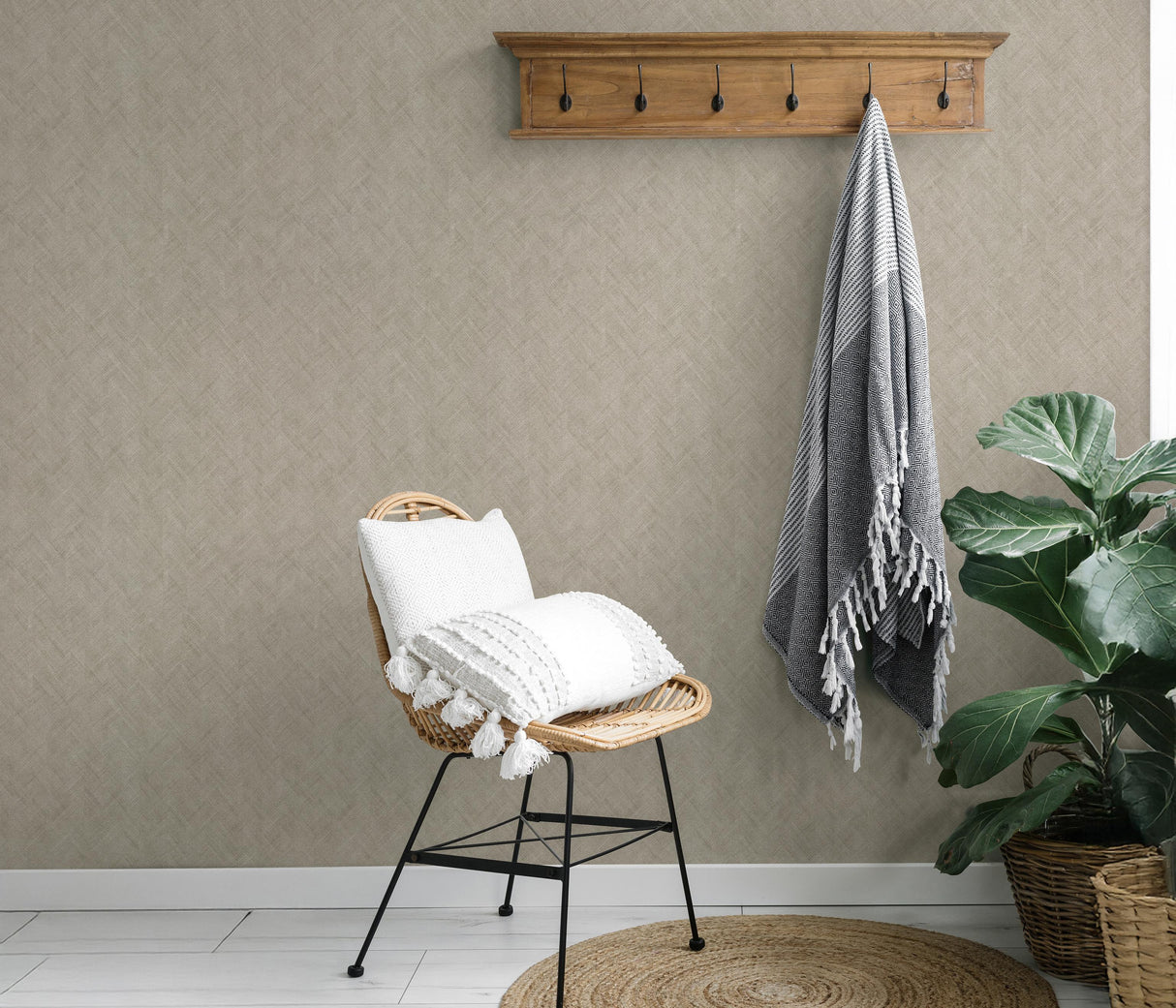 Veer Decor Rythmic Chevron Stripe Brown Wallpaper