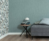 Veer Decor Rythmic Chevron Stripe Petroleum Wallpaper