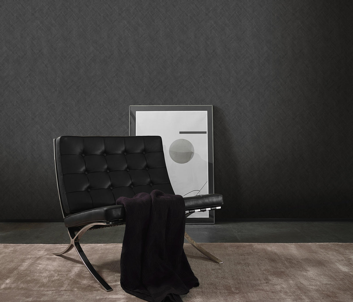 Veer Decor Rythmic Chevron Stripe Anthracite Wallpaper