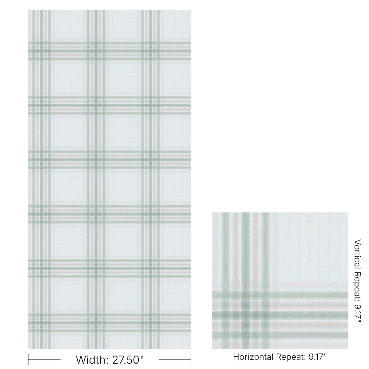 Kravet WAYLAND PLAID WP SURF GREEN Wallpaper