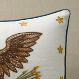 Schumacher Ivory 18" x 12" Embroidered Eagle Pillow