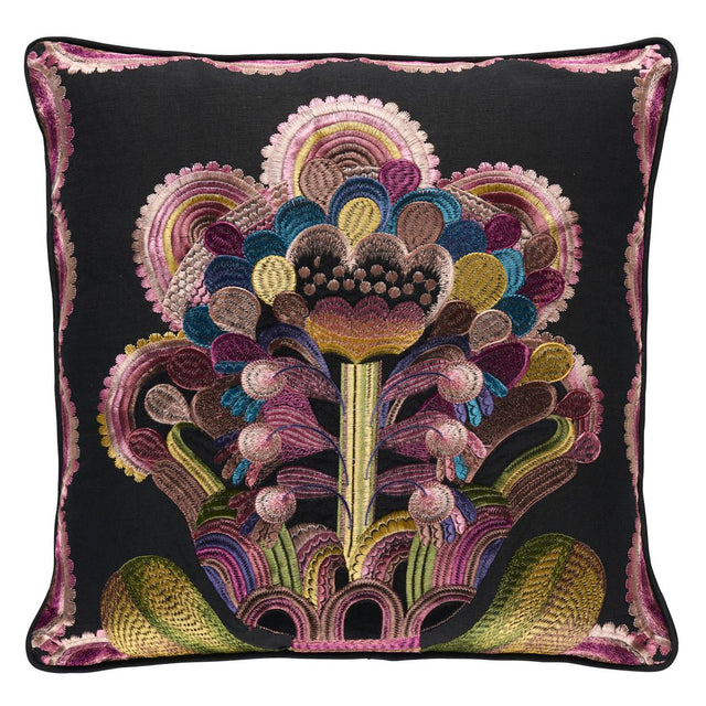 Schumacher Night 18" x 18" Le Coeur De La Fleur Pillow