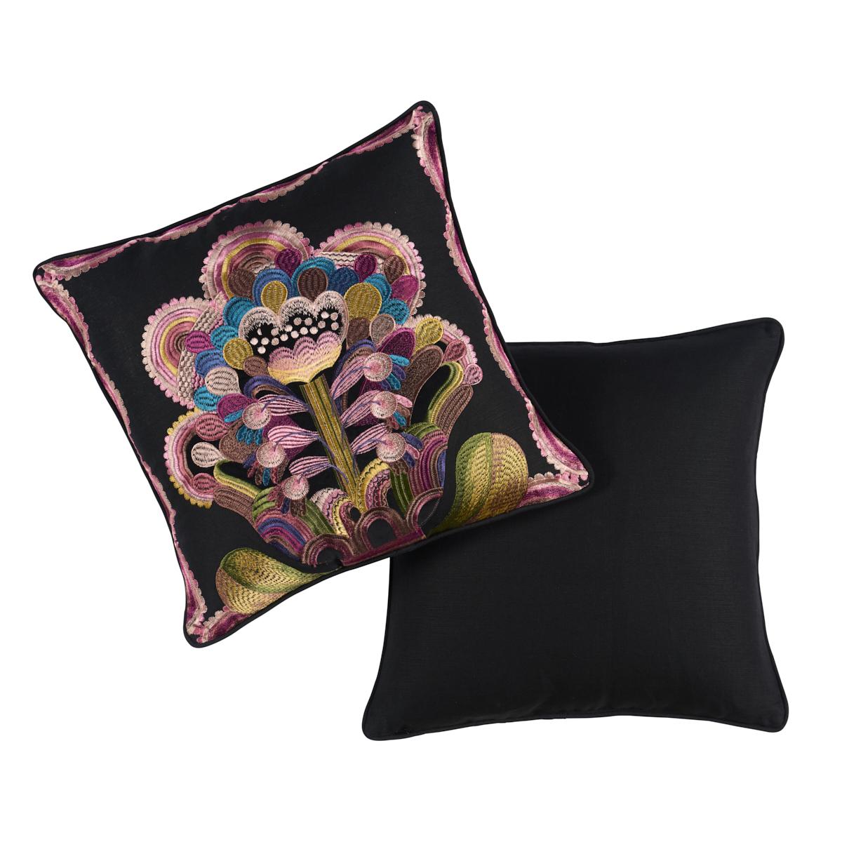 Schumacher Night 18" x 18" Le Coeur De La Fleur Pillow