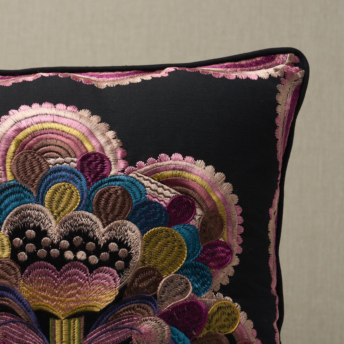 Schumacher Night 18" x 18" Le Coeur De La Fleur Pillow