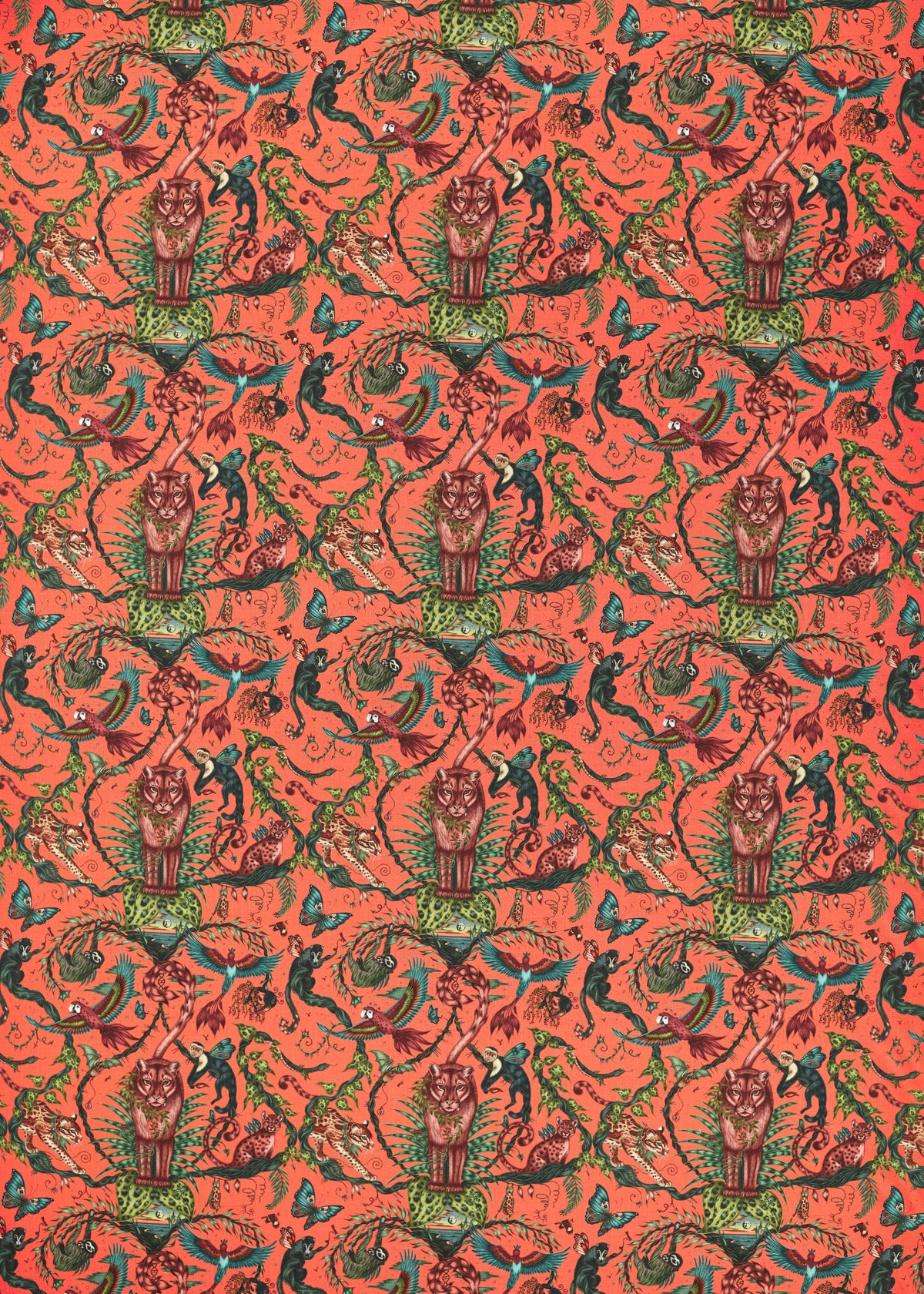 Clarke & Clarke BOSQUE DREAMS CORAL Fabric