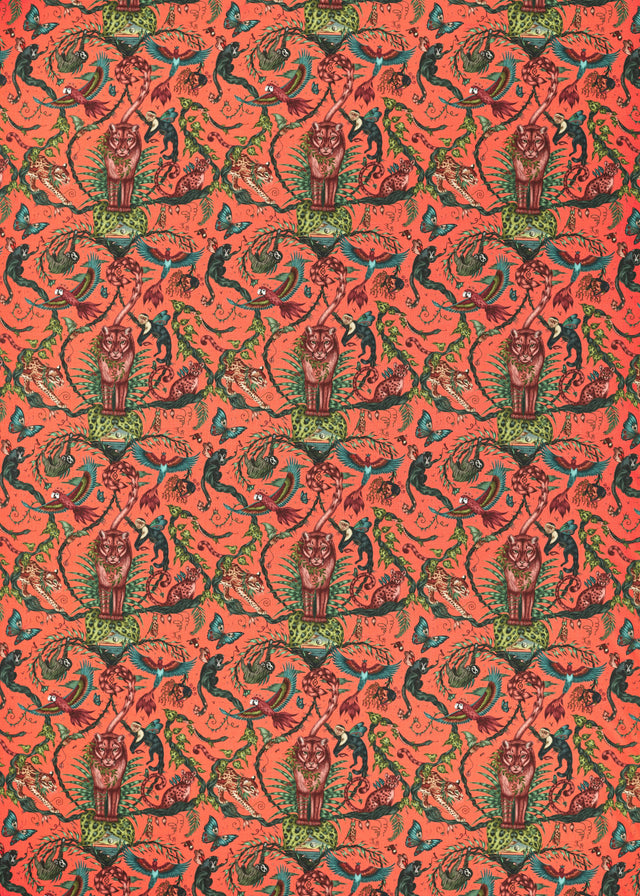 Clarke & Clarke BOSQUE DREAMS CORAL Fabric
