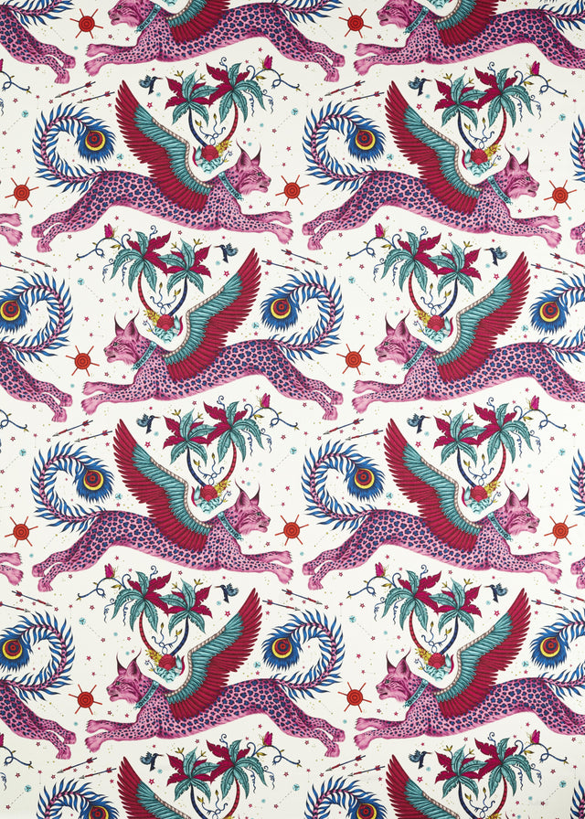 Clarke & Clarke LYNX MAGENTA Fabric