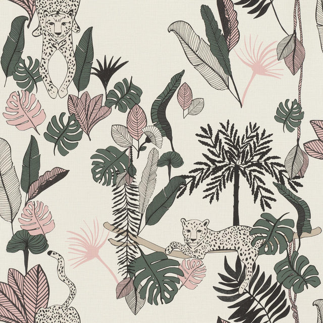 York Tadoba Pink Jaguar Grove Wallpaper