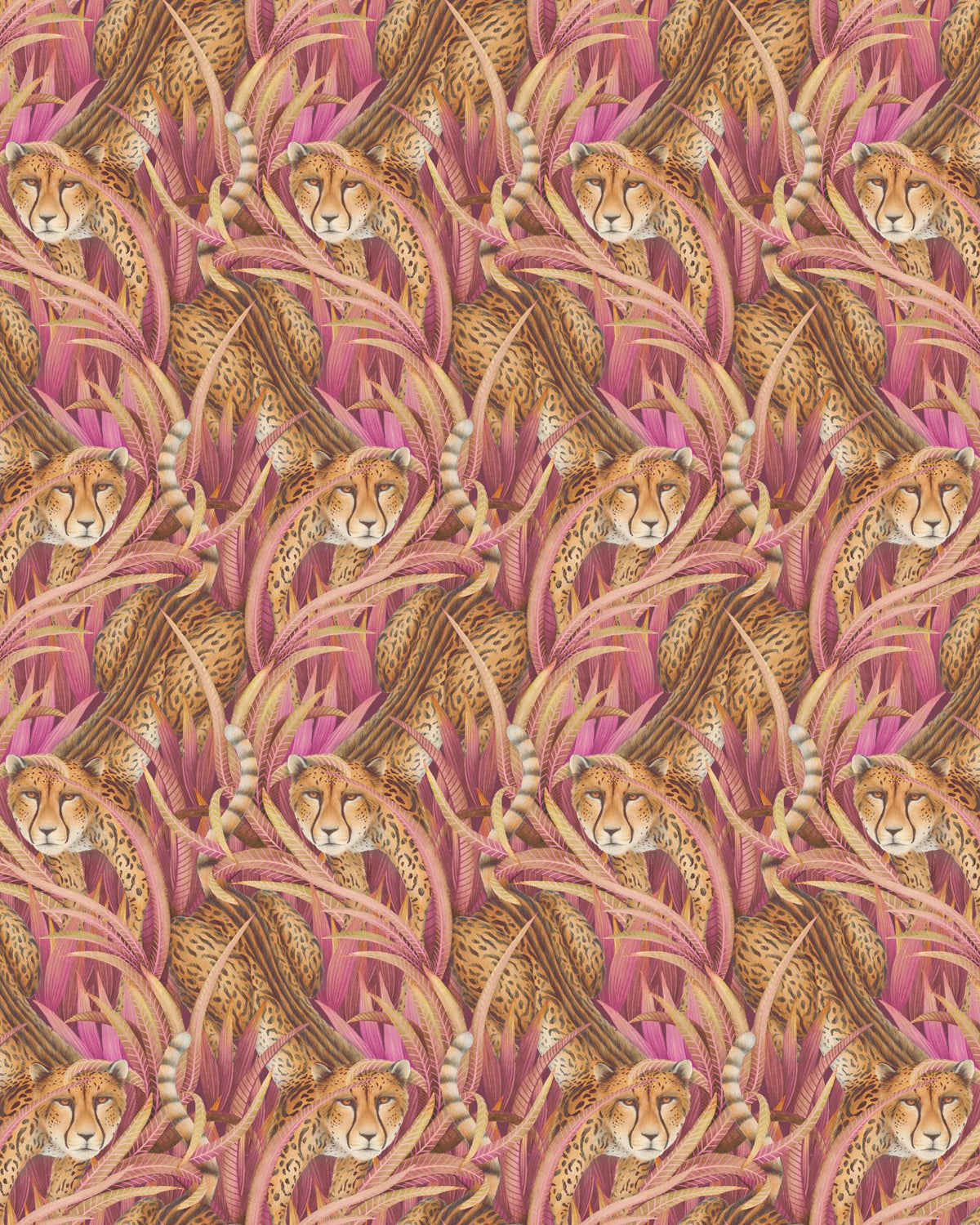 Cole & Son CHEETAH PROWL CERISE Wallpaper