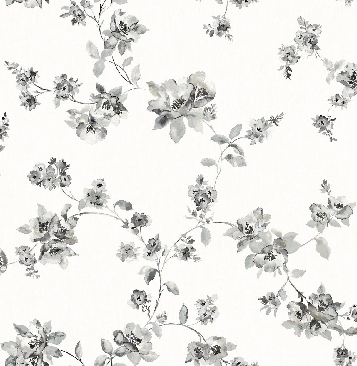 York Festival Floral Charcoal Trailing Wallpaper