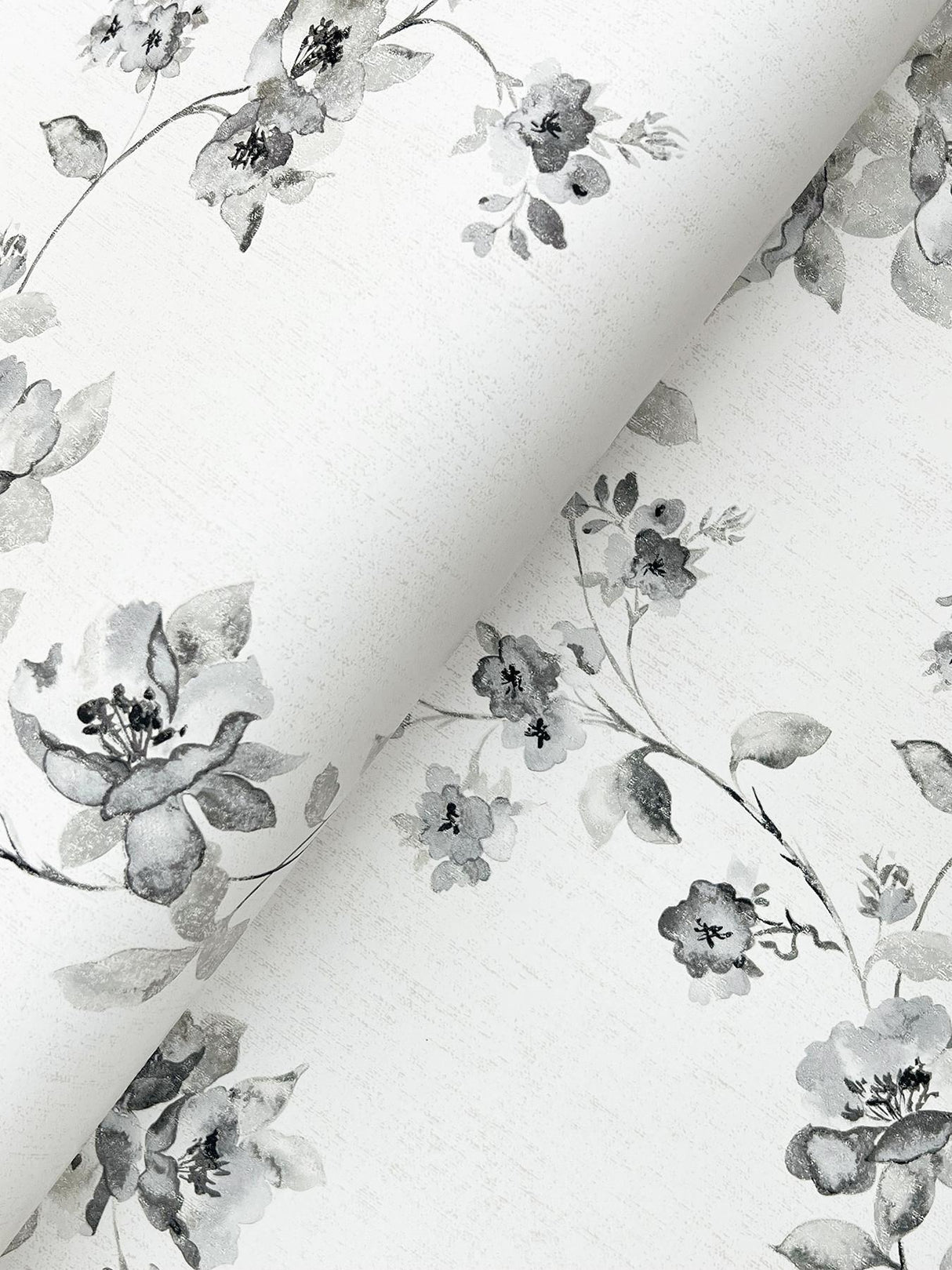 York Festival Floral Charcoal Trailing Wallpaper