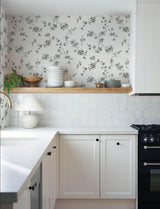 York Festival Floral Charcoal Trailing Wallpaper
