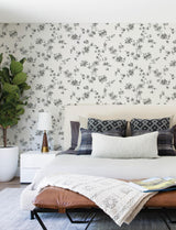 York Festival Floral Charcoal Trailing Wallpaper