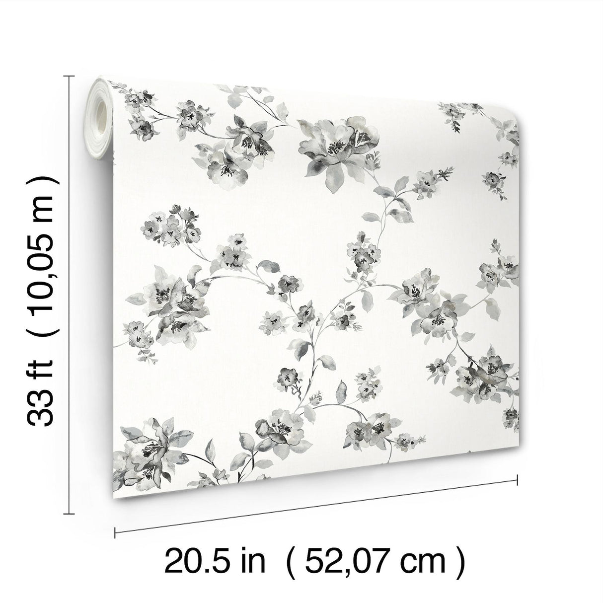 York Festival Floral Charcoal Trailing Wallpaper
