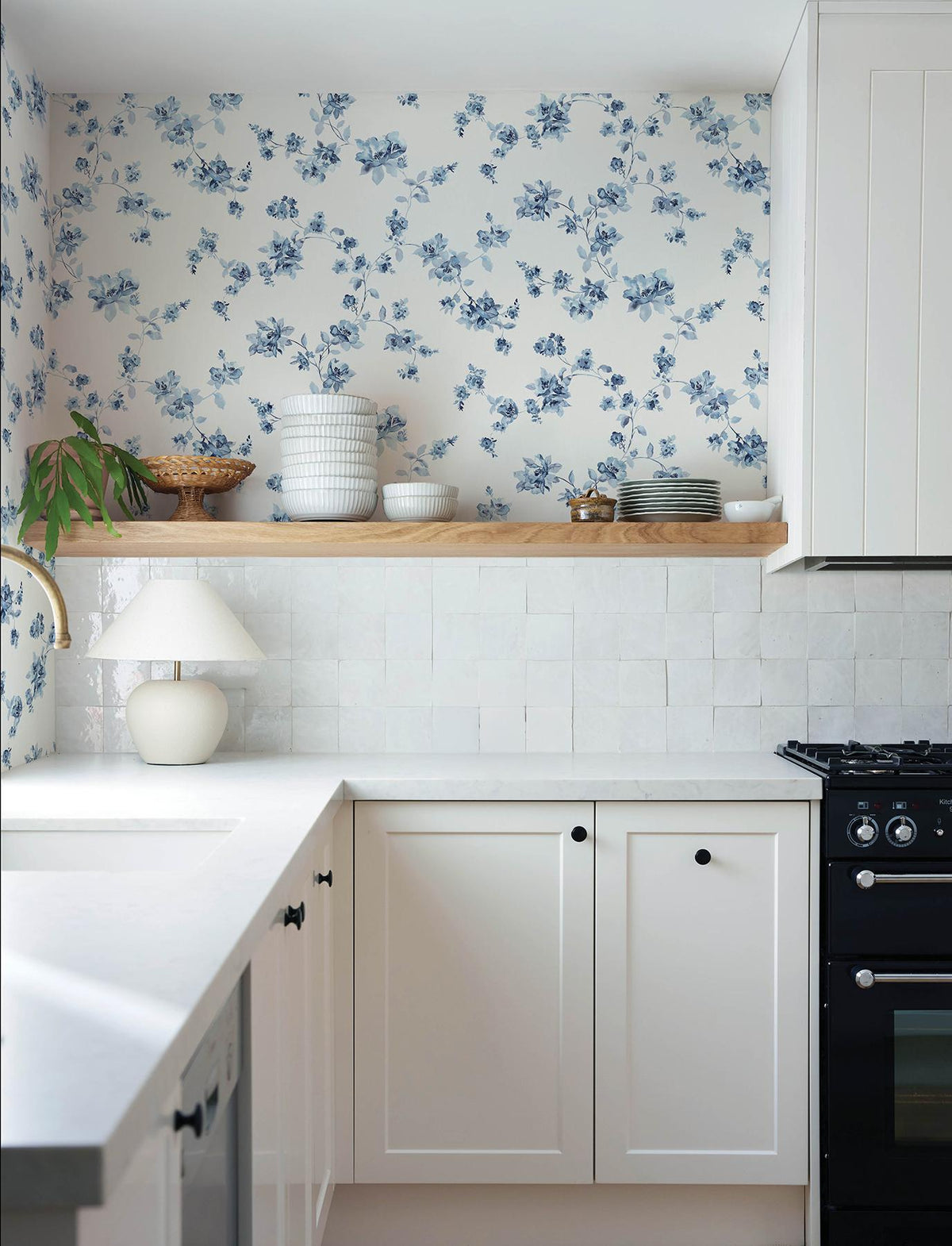 York Festival Floral Blue Trailing Wallpaper
