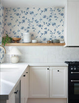York Festival Floral Blue Trailing Wallpaper