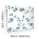York Festival Floral Blue Trailing Wallpaper