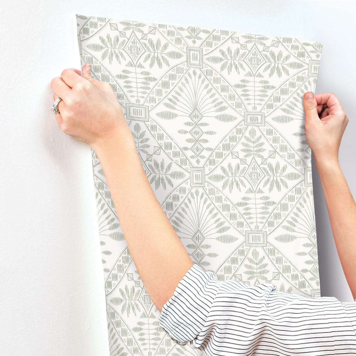 York Emmarie Green Geometric Wallpaper