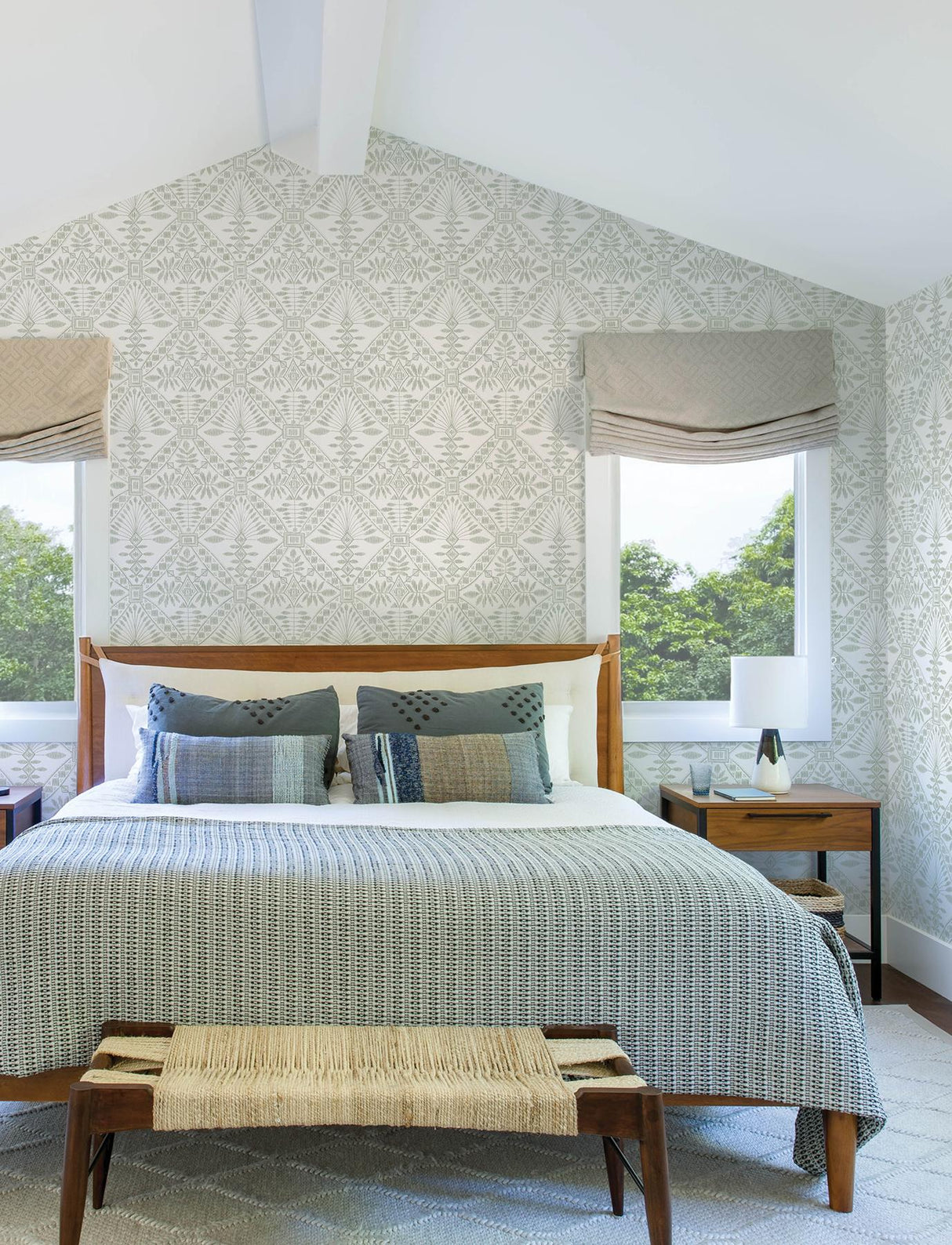 York Emmarie Green Geometric Wallpaper