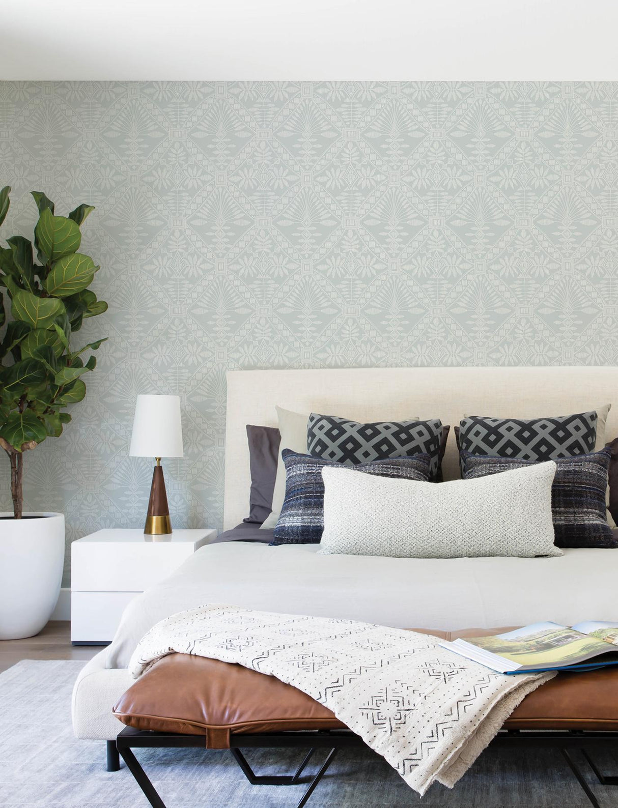 York Emmarie Light Blue Geometric Wallpaper