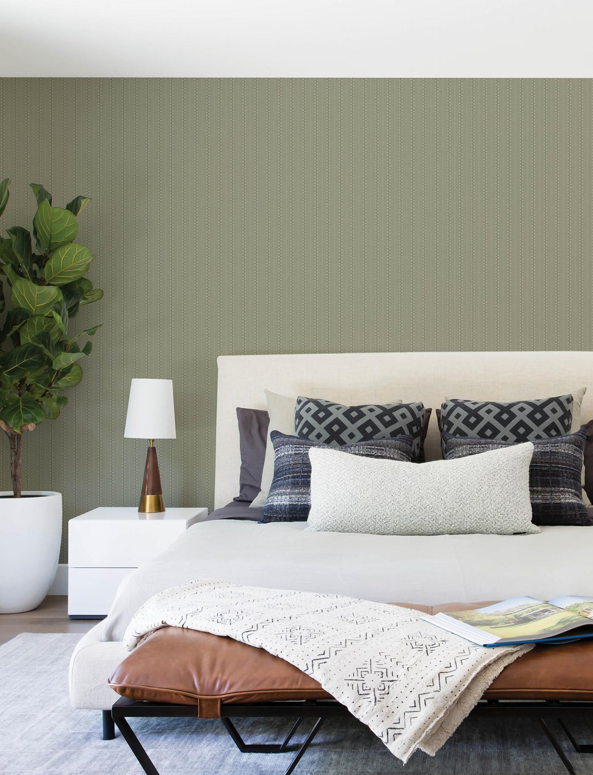 York Curtis Moss Embellished Stripe Wallpaper