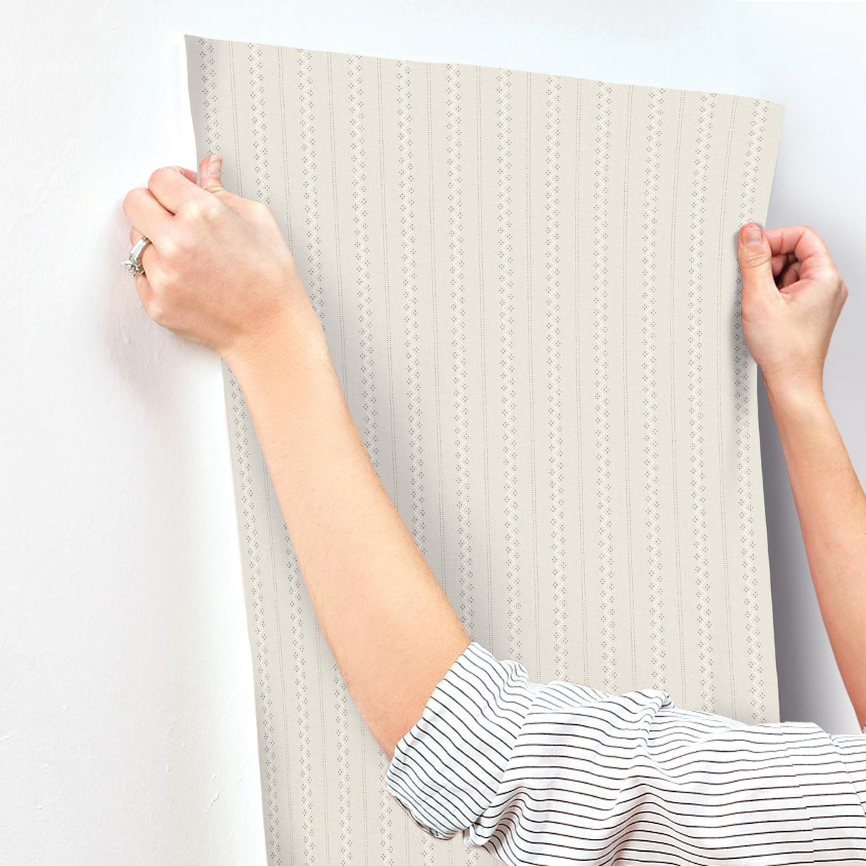 York Curtis Khaki Embellished Stripe Wallpaper