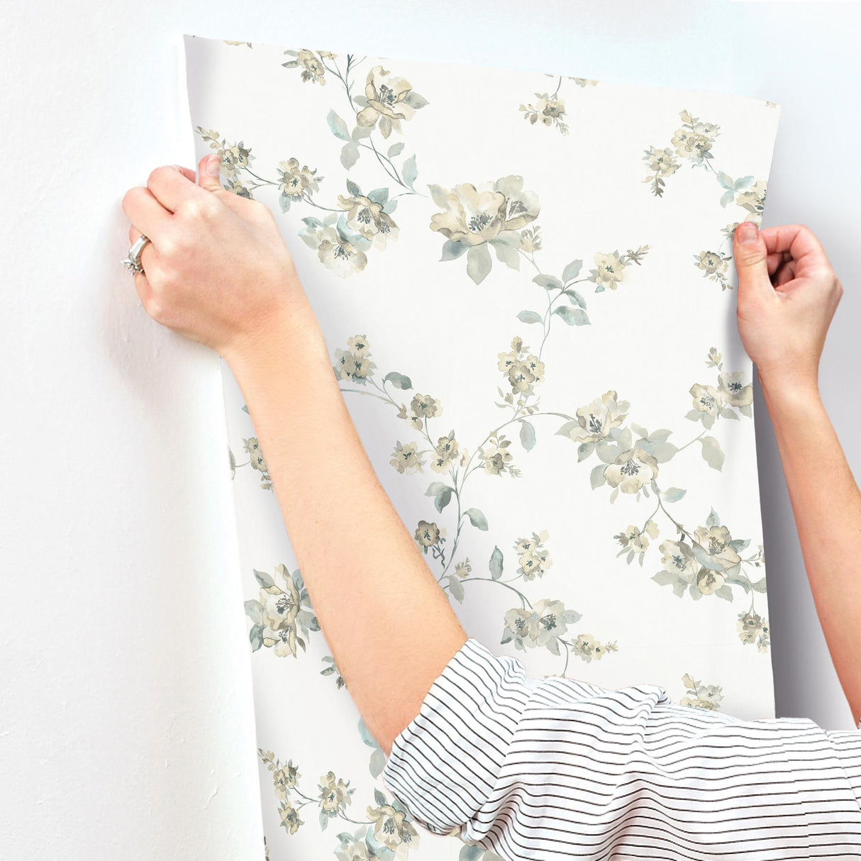 York Festival Floral Aqua Trailing Wallpaper