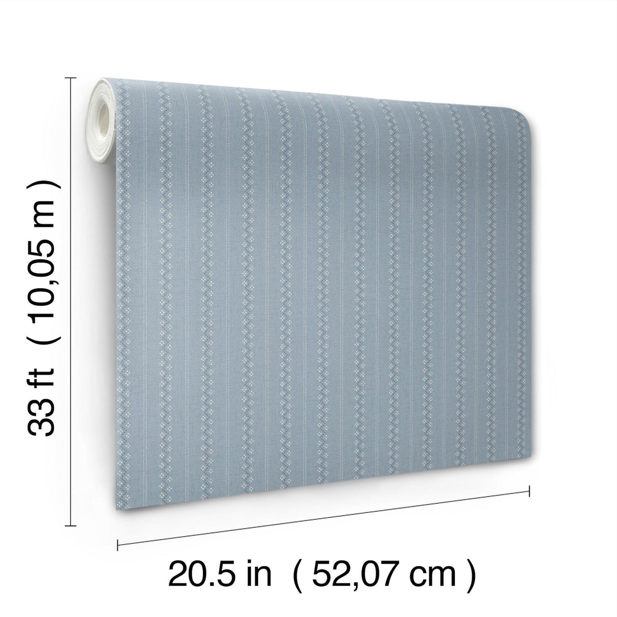 York Curtis Blue Embellished Stripe Wallpaper