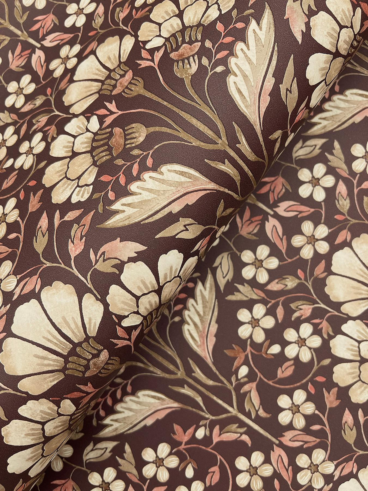 York Edith Burgundy Floral Damask Wallpaper