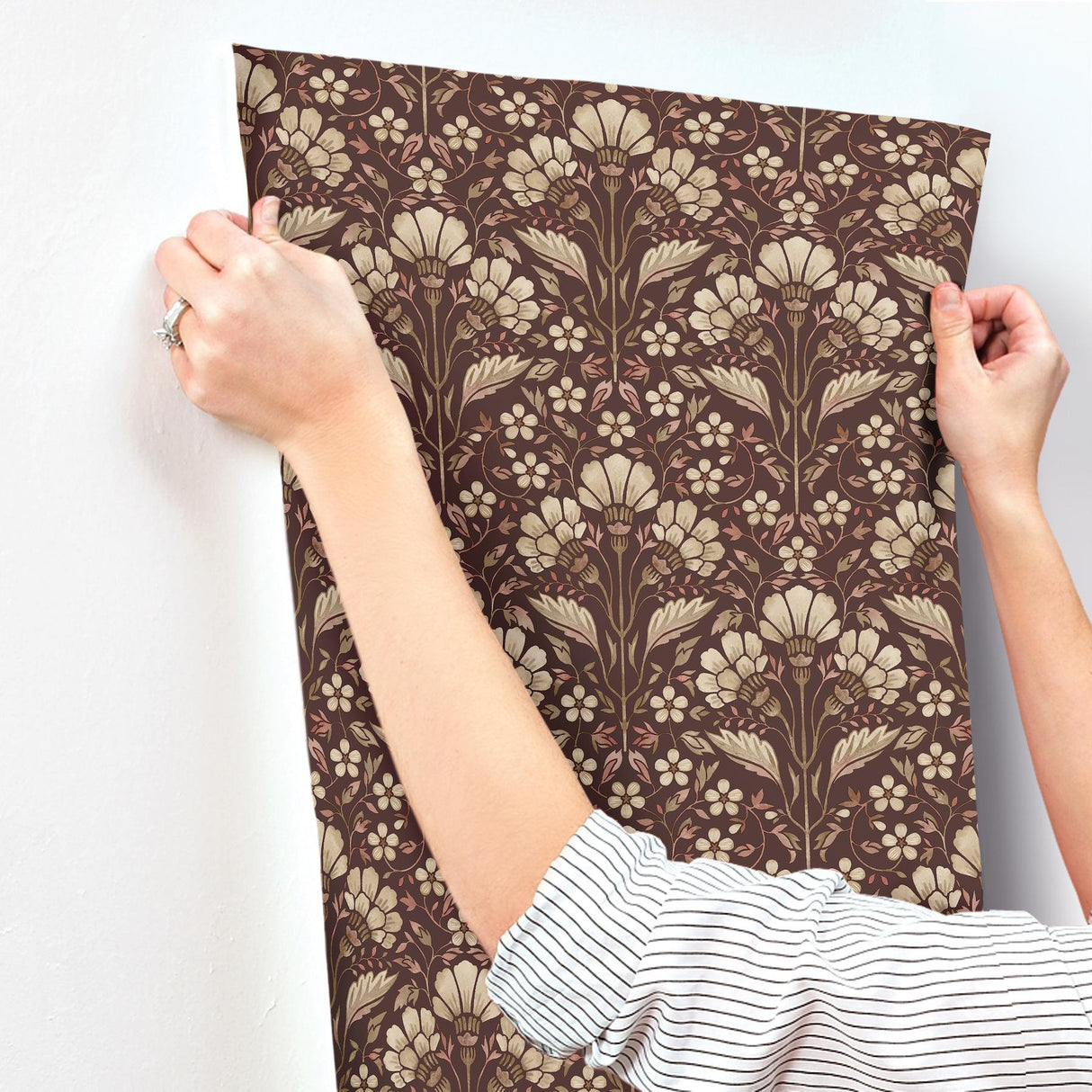 York Edith Burgundy Floral Damask Wallpaper