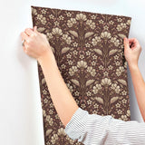 York Edith Burgundy Floral Damask Wallpaper