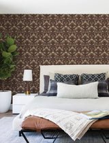 York Edith Burgundy Floral Damask Wallpaper