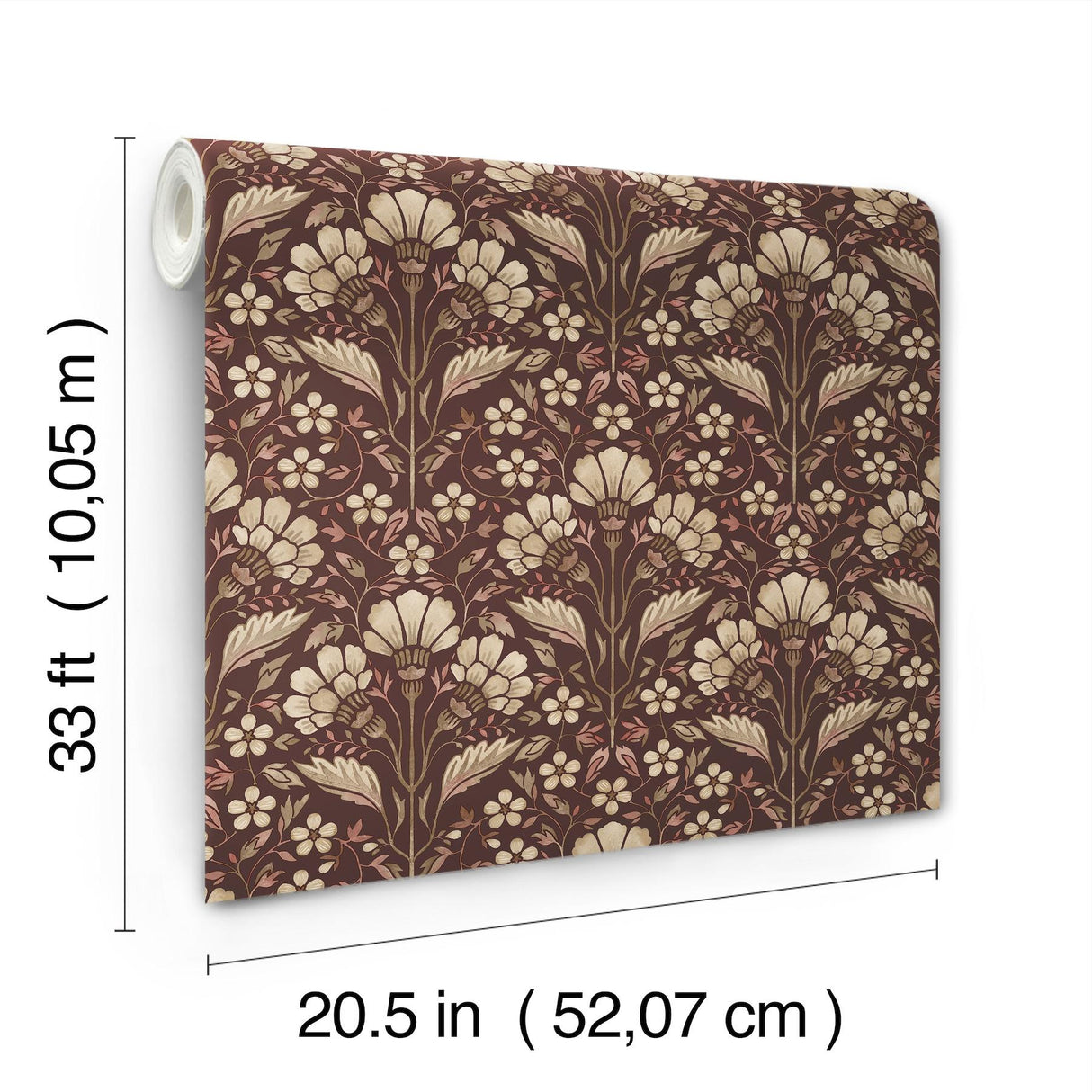 York Edith Burgundy Floral Damask Wallpaper