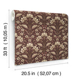 York Edith Burgundy Floral Damask Wallpaper