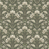 York Edith Green Floral Damask Wallpaper