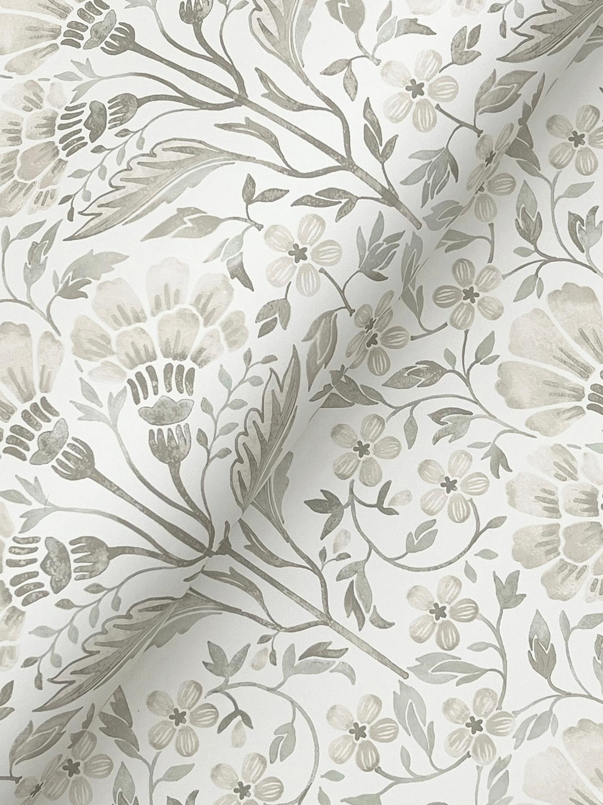 York Edith Neutral Floral Damask Wallpaper