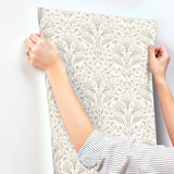 York Edith Neutral Floral Damask Wallpaper