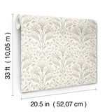 York Edith Neutral Floral Damask Wallpaper