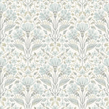York Edith Light Blue Floral Damask Wallpaper