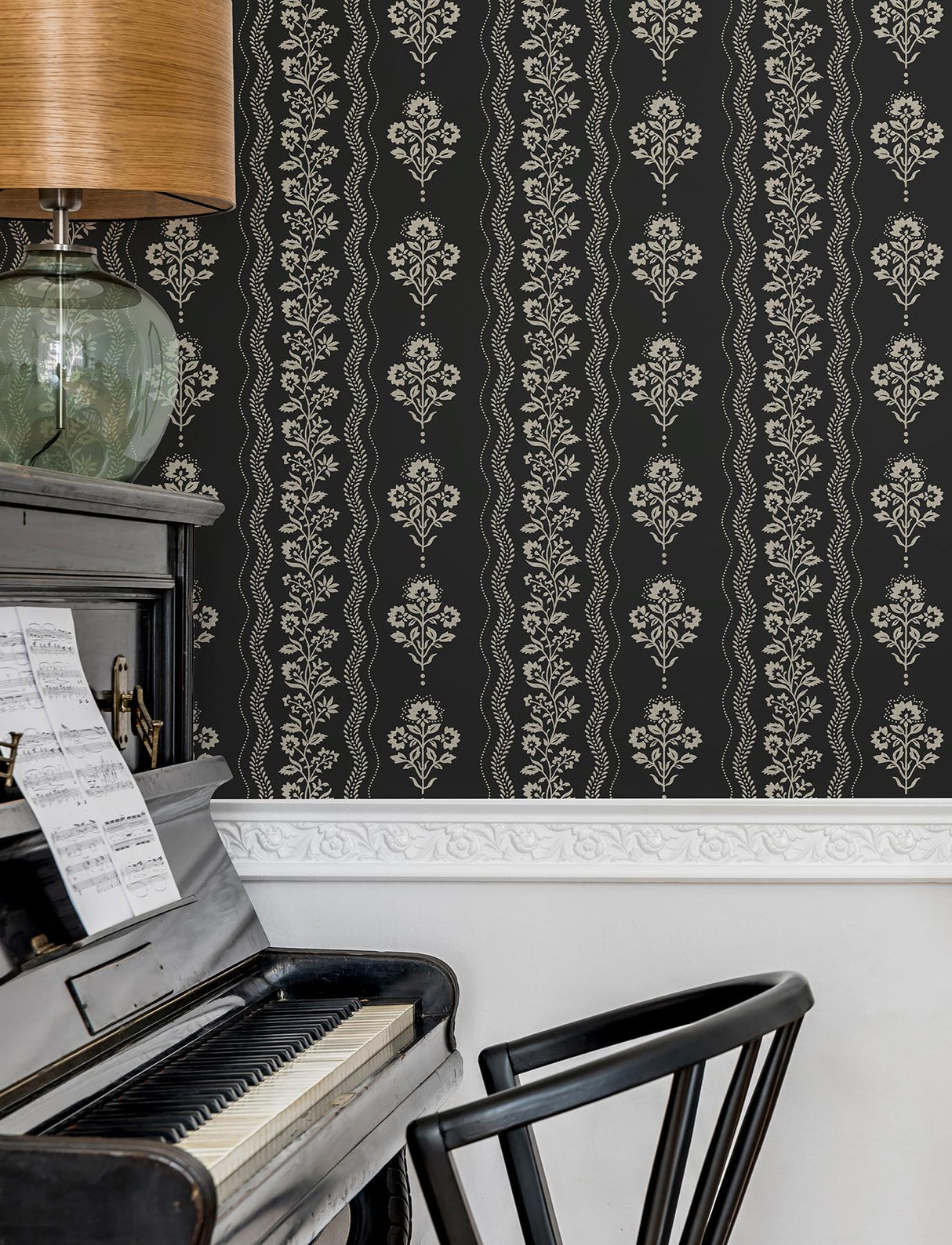 York Edith Light Blue Floral Damask Wallpaper