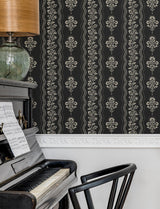 York Edith Light Blue Floral Damask Wallpaper