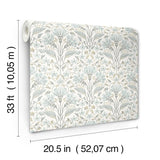 York Edith Light Blue Floral Damask Wallpaper