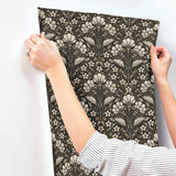 York Edith Black Floral Damask Wallpaper