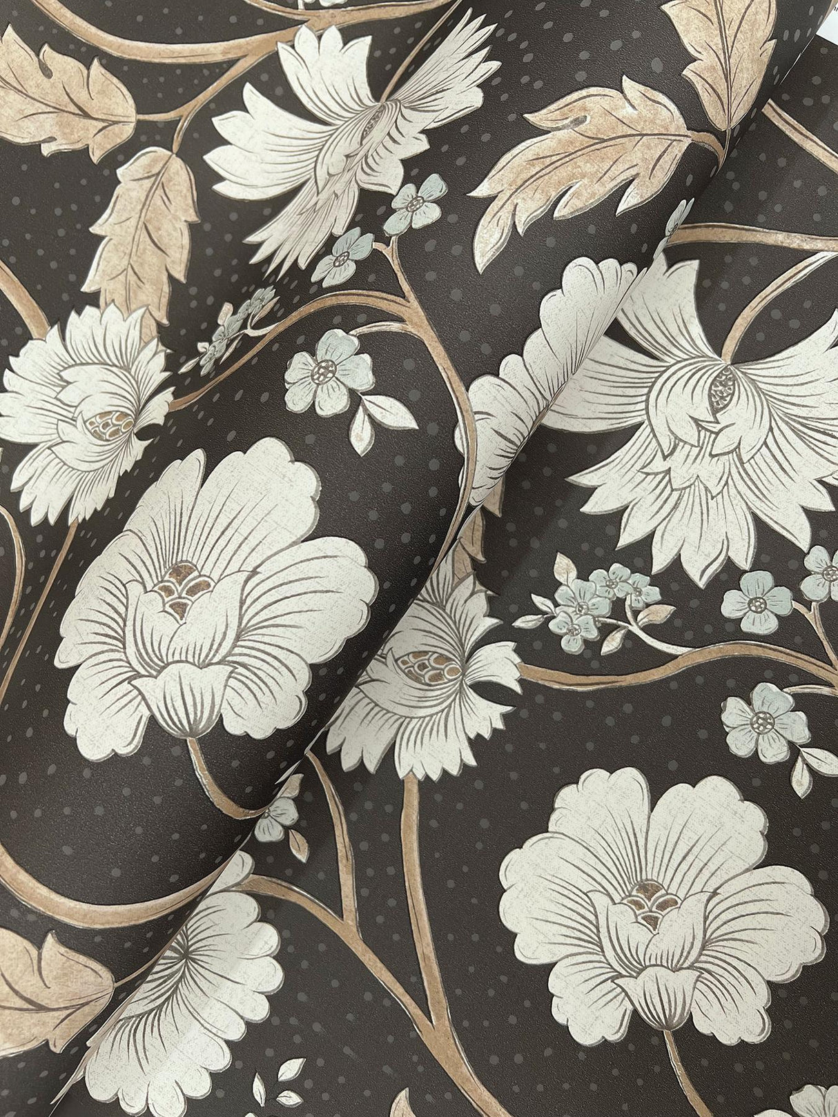York Hazel Black Floral Trail Wallpaper