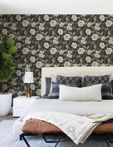 York Hazel Black Floral Trail Wallpaper