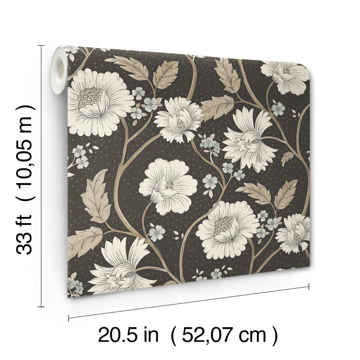 York Hazel Black Floral Trail Wallpaper